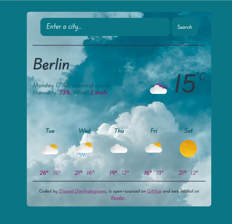 MyMeteo project screenshot